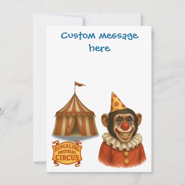 Tarjeta De Agradecimiento Personaliza: Chester el payaso chimpancé (Anverso)
