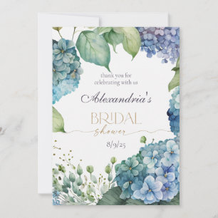 Tarjeta De Agradecimiento Personaliza la Ducha Nupcial con Hortensias Azules