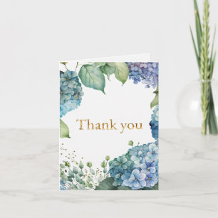 Tarjeta De Agradecimiento Personaliza la Ducha Nupcial con Hortensias Azules