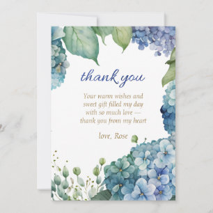 Tarjeta De Agradecimiento Personaliza la ducha nupcial con hortensias azules