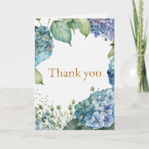 Tarjeta De Agradecimiento Personaliza la Ducha Nupcial con Hortensias Azules