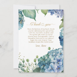 Tarjeta De Agradecimiento Personaliza Lluvia de Novia Hortensia Azul