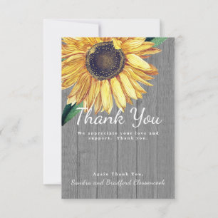 Tarjeta De Agradecimiento Personaliza Madera de Granero de Girasoles Chic Rú