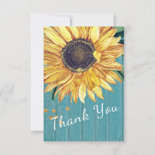 Tarjeta De Agradecimiento Personaliza Madera de Granero de Girasoles Chic Rú