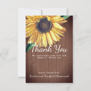 Tarjeta De Agradecimiento Personaliza Madera de Granero de Girasoles Chic Rú