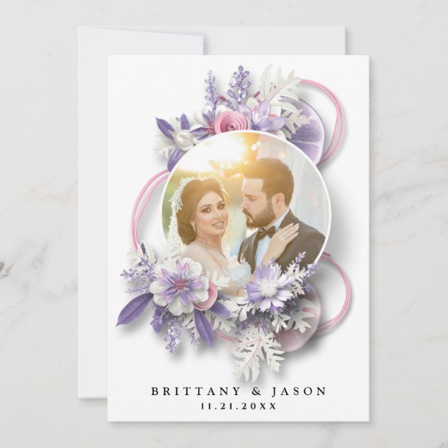Tarjeta De Agradecimiento Personaliza tu foto boda en un ramo (Anverso)