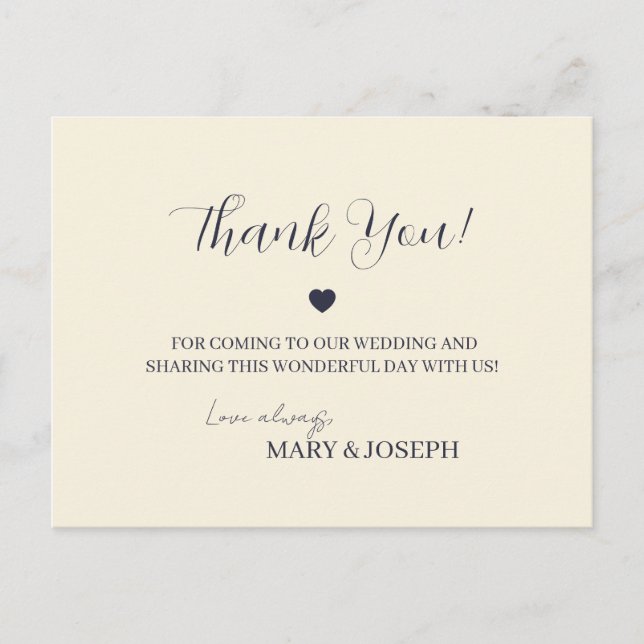 Tarjeta de agradecimiento personalizable de crema  (Anverso)