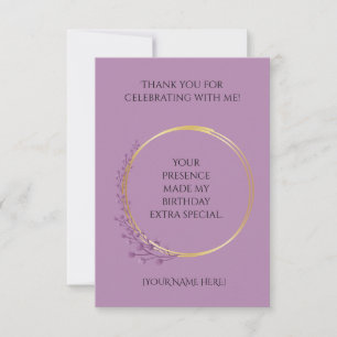 Tarjeta De Agradecimiento Personalizable del partido de cumpleaños Golden Bl