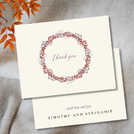 Tarjeta De Agradecimiento Personalizable elegante Boda de Wreath