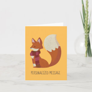 Tarjeta De Agradecimiento Personalizable feliz Fox en rojo