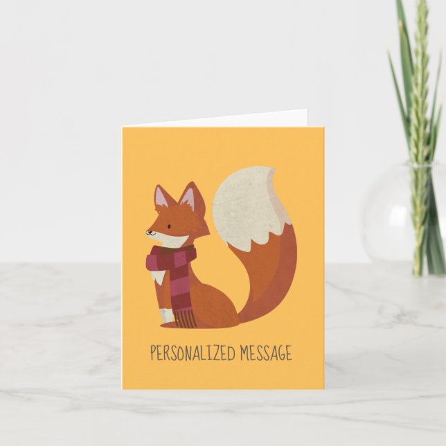 Tarjeta De Agradecimiento Personalizable feliz Fox en rojo (Anverso)