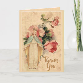 Tarjeta De Agradecimiento Personalizable floral bendecido del Virgen María