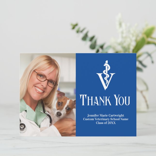 Tarjeta De Agradecimiento Personalizable fotográfico de la Oficina Veterinar (Anverso de pie)