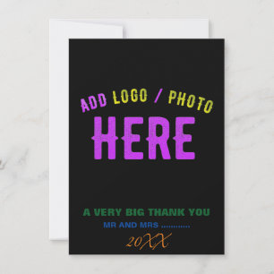TARJETA DE AGRADECIMIENTO PERSONALIZABLE MODERNO ESTILO NEGRO VERIFICADO MAR