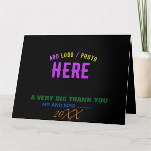 TARJETA DE AGRADECIMIENTO PERSONALIZABLE MODERNO ESTILO NEGRO VERIFICADO MAR