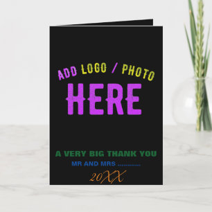 TARJETA DE AGRADECIMIENTO PERSONALIZABLE MODERNO ESTILO NEGRO VERIFICADO MAR