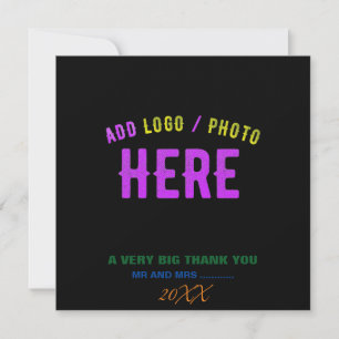 TARJETA DE AGRADECIMIENTO PERSONALIZABLE MODERNO ESTILO NEGRO VERIFICADO MAR