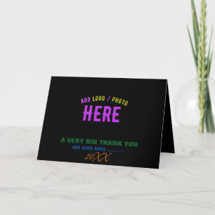 TARJETA DE AGRADECIMIENTO PERSONALIZABLE MODERNO ESTILO NEGRO VERIFICADO MAR