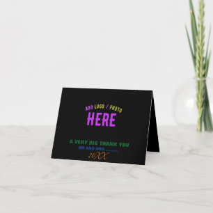 TARJETA DE AGRADECIMIENTO PERSONALIZABLE MODERNO ESTILO NEGRO VERIFICADO MAR
