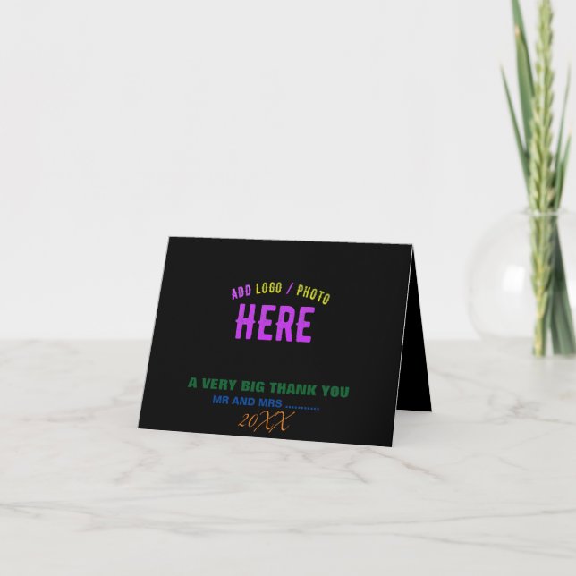 TARJETA DE AGRADECIMIENTO PERSONALIZABLE MODERNO ESTILO NEGRO VERIFICADO MAR (Anverso)