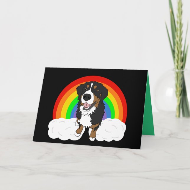 Tarjeta De Agradecimiento Personalizable Perro de montaña de Bernese Rainbow (Anverso)