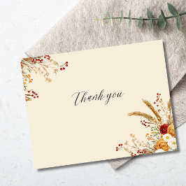 Tarjeta De Agradecimiento Personalizable Terracotta Pampas Grass Boho Fall