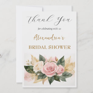 Tarjeta De Agradecimiento Personalización de flores blancas de ducha de novi