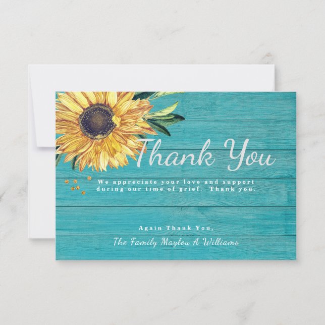 Tarjeta De Agradecimiento Personalización de la simpatía por el girasol ruso (Anverso)