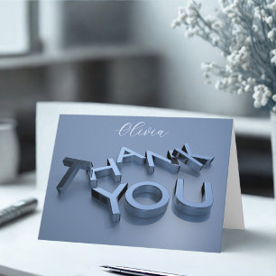 Tarjeta de agradecimiento personalizada azul