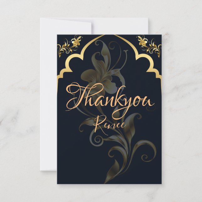 Tarjeta de agradecimiento personalizada Black and  (Anverso)