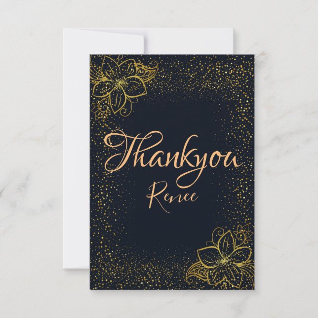 Tarjeta de agradecimiento personalizada Black and  (Anverso)