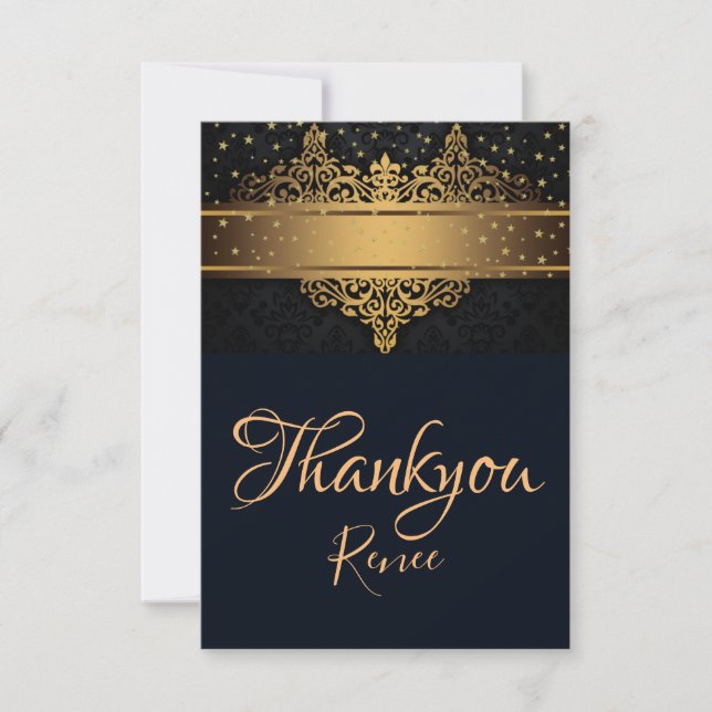 Tarjeta de agradecimiento personalizada Black and  (Anverso)