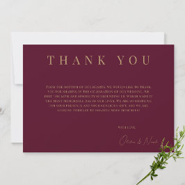 Tarjeta de agradecimiento personalizada Burgundy &