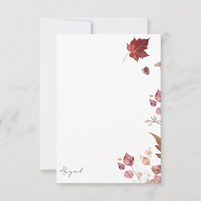 Tarjeta de agradecimiento personalizada con hojas  (Anverso)