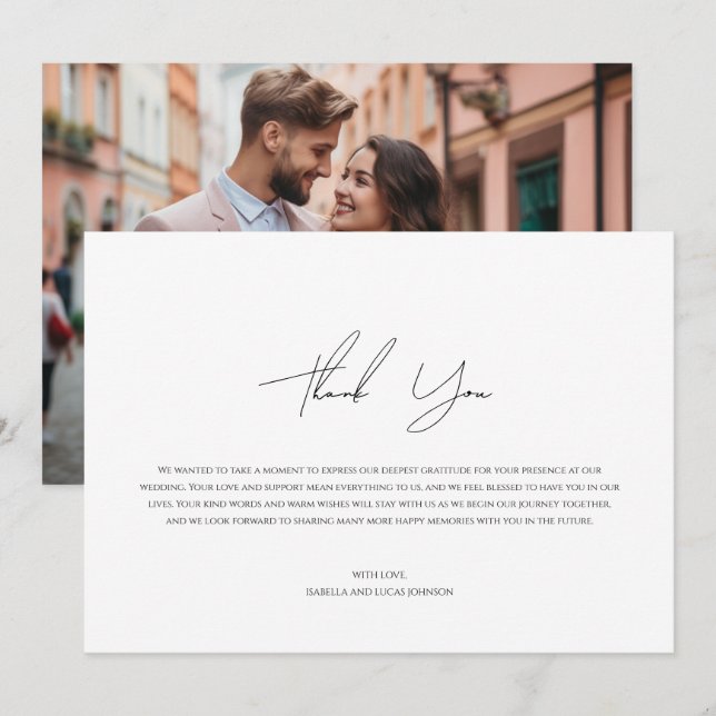 Tarjeta de agradecimiento personalizada de fotogra (Anverso / Reverso)