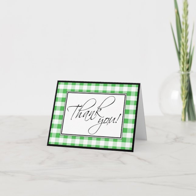 Tarjeta de agradecimiento personalizada de gingham (Anverso)