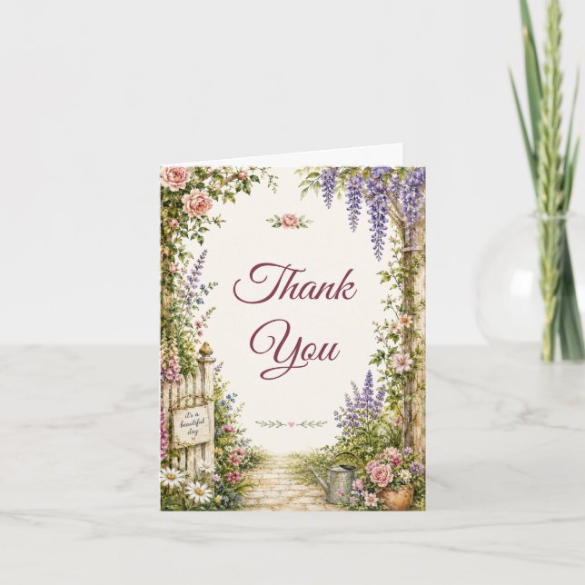 Tarjeta de agradecimiento personalizada de jardín  (Anverso)