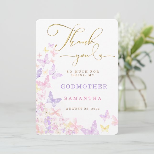 Tarjeta de agradecimiento personalizada de Madrina (Anverso de pie)