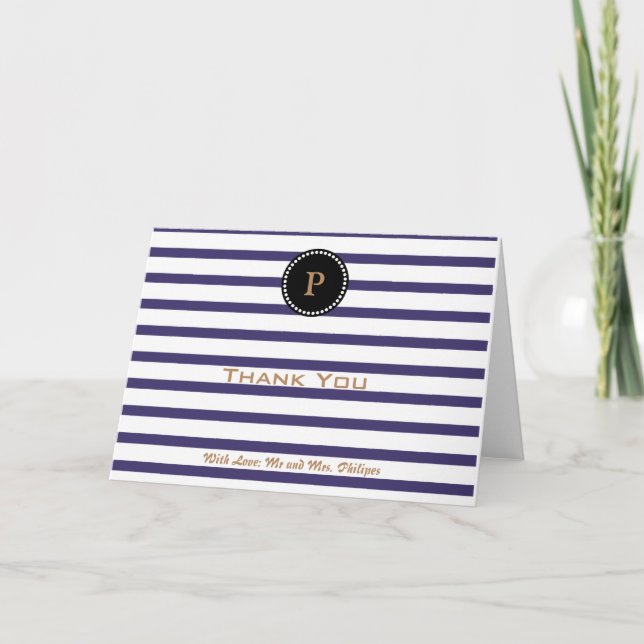 Tarjeta de agradecimiento personalizada de monogra (Anverso)