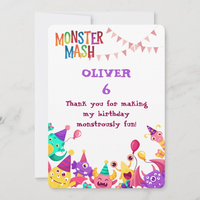 Tarjeta de agradecimiento personalizada de monstru (Anverso)
