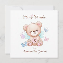 Tarjeta de agradecimiento personalizada de oso y m
