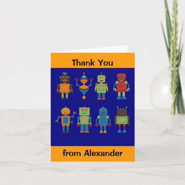 Tarjeta de agradecimiento personalizada de Robot F (Anverso)