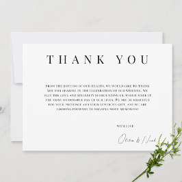 Tarjeta de agradecimiento personalizada en blanco 