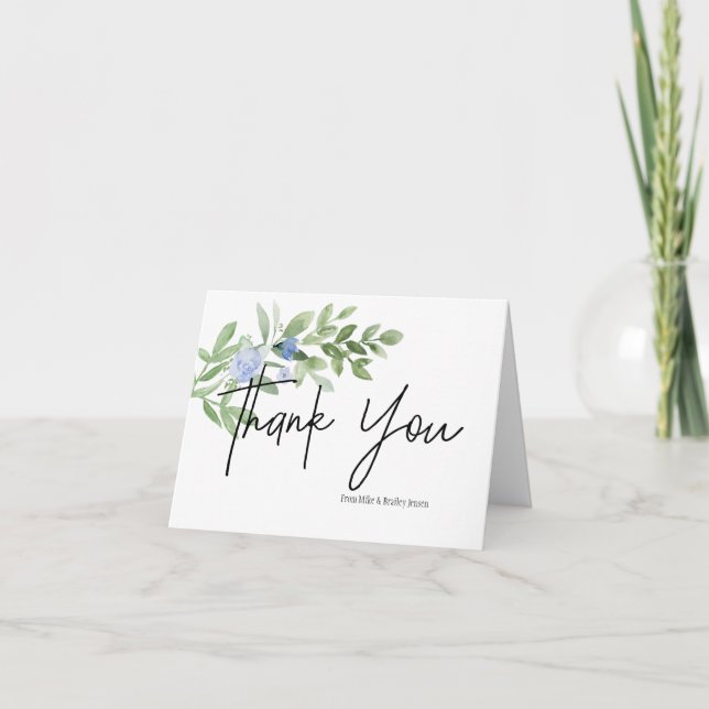 Tarjeta de agradecimiento personalizada Floral azu (Anverso)