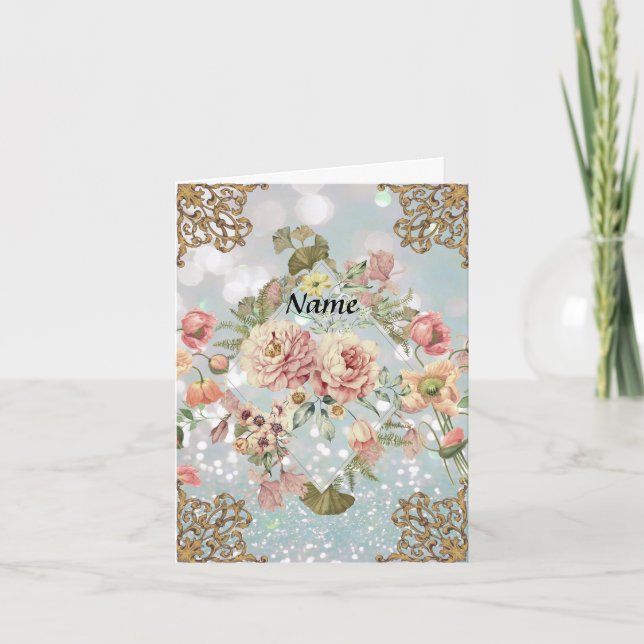 Tarjeta de agradecimiento personalizada Ornate Flo (Anverso)