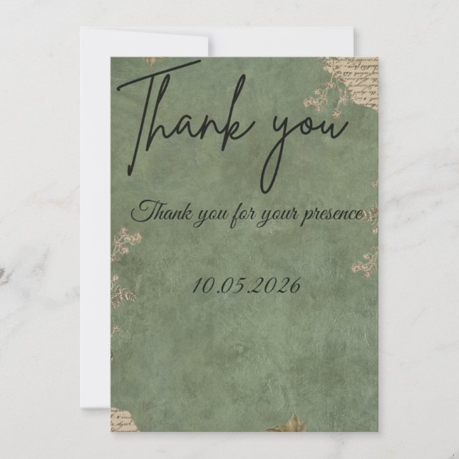 Tarjeta de agradecimiento personalizada para boda  (Anverso)