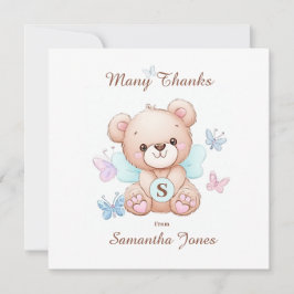Tarjeta de agradecimiento personalizada para oso y