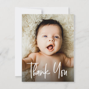 Tarjeta De Agradecimiento Personalizado 2 Fotos Baby Shower Moderno Handlett