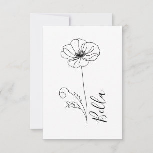 Tarjeta De Agradecimiento Personalizado Agosto Poppy Nacimiento Regalo de Fl