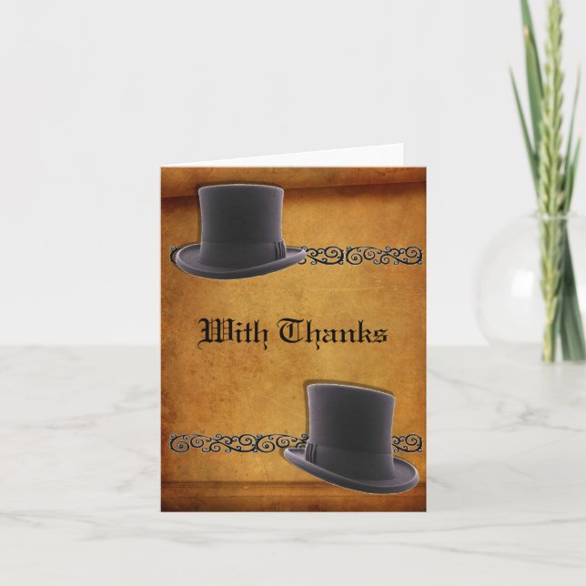 Tarjeta De Agradecimiento Personalizado Antiguo Boda Gay Gracias Cartas (Anverso)